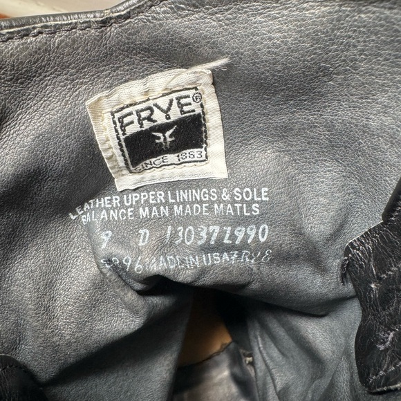 Frye Vintage Mid Calf Western Cowboy boots womens Size 9 Black Made in USA - Picture 7 of 11